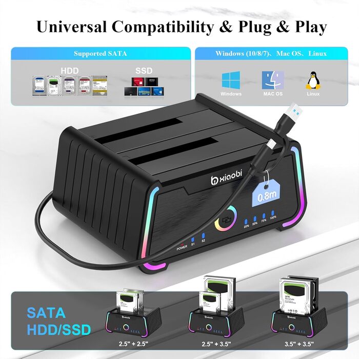 Док-станція для жорстких дисків USB-C Dual Bay для 2.5