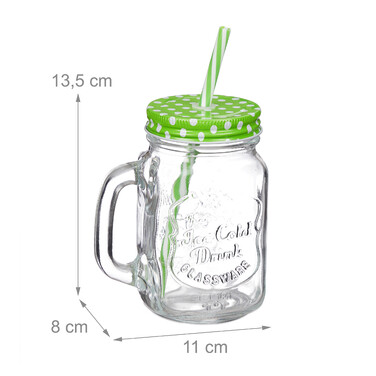 Relaxdays Set of 4 Colorful Drinking Glasses with Lids