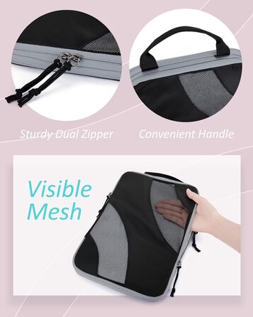 Органайзери для валізи BAGSMART компресійні, набір 6 шт., чорні - ідеальний органайзер для подорожей та ручної поклажі