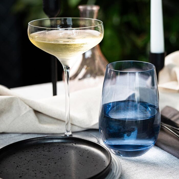 Stölzle Lausitz ELEMENTS Glasses 465 ml Blue-Gray I Drinking Glasses 6-Piece Set I Dishwasher-Safe Glass Set I High Impact Resistance I Universal Glasses as Water Glasses, Juice Glasses, Whisky Glasses