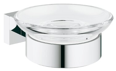 Мильниця для ванної GROHE Essentials скляна з металевим тримачем, квадратна, хром, приховане кріплення, 40444001