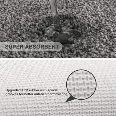 Килимок для ванної кімнати з антиковзким покриттям, 50 x 122 см, темно-сірий. М'який, з мікрофібри, швидковисихаючий, для ванної кімнати.