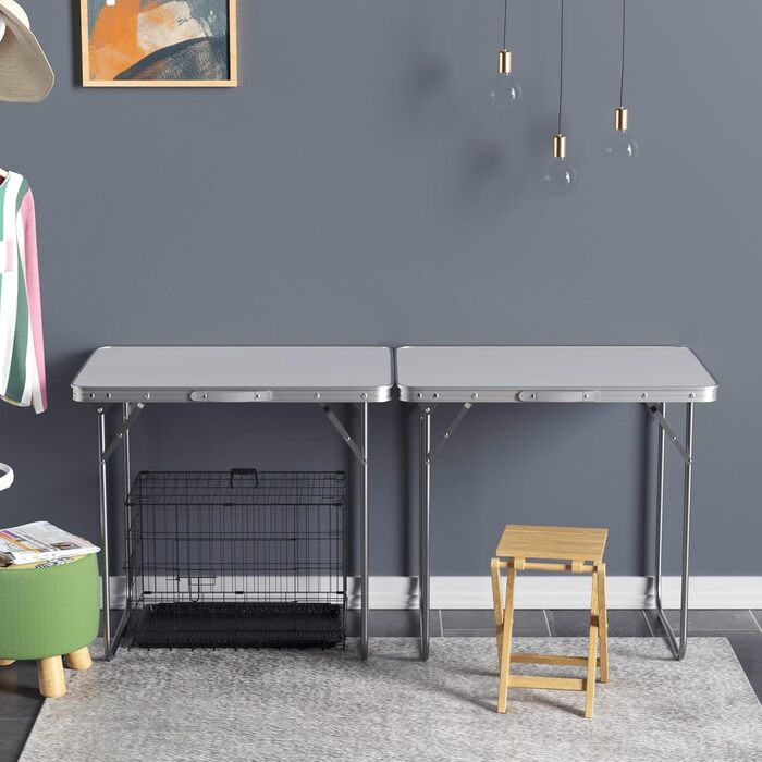 Складний туристичний стіл Lucn 60 см - портативний та складаний столик для пікніка, саду, балкону, кухні, ринку, роботи. 2 висоти: 20/56 см, розмір 80 см