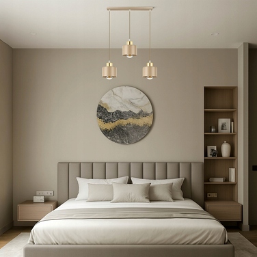 Підвісна люстра LEDLUX бежевий + золото, 3 точки освітлення, цоколь E27