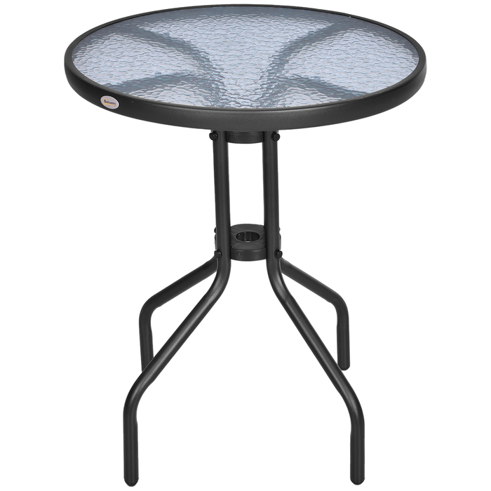 Круглий садовий стіл Outsunny Ø60xH70cm з металу та захисним склом, ідеально підходить для саду та балкону