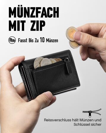 Чоловічий гаманець з RFID-захистом та відділенням для монет Smart Wallet (чорний, візерунок хрест). Гаманець для чоловіків з 6 картками та вікном для документів