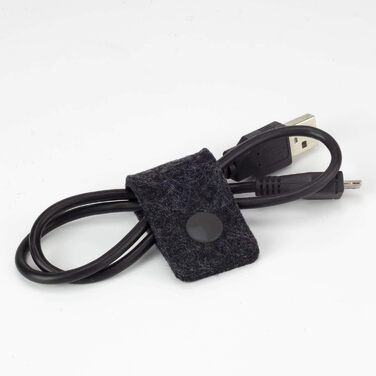 Wool felt bag for electronics accessories, anthracite, anthracite button