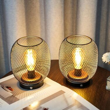 Настільна лампа JHY DESIGN Gold Schwarz: 2 шт. з LED-лампочками, чорний та золотий, для спальні, вітальні, вечірки, саду