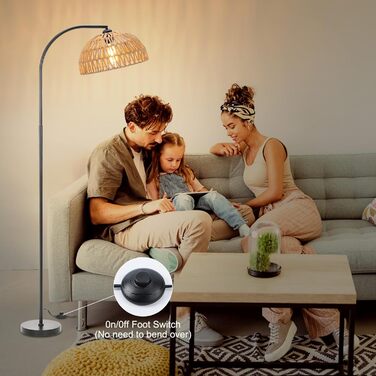 Стельова лампа Winverty для вітальні з полицею, 3 лампочки, вінтажний стиль, регульована висота 1.66м, Е27, з абажуром з льону, з вимикачем на ніжці