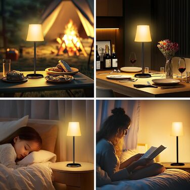 Бездротова LED лампа Suright для столу: регульоване світло, 3 кольори + RGB, сенсорне управління, IP54, для дому та відпочинку