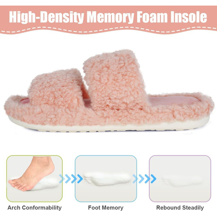 Тапочки жіночі OFFCUP Fuzzy з м'якою піною Memory, у формі акули, антиковзкі, теплі та зручні, рожеві, 38/39