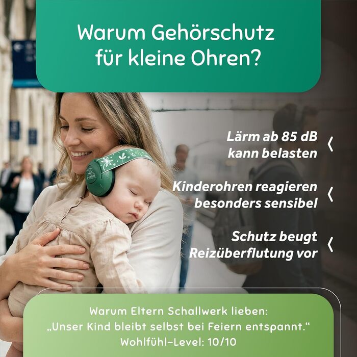 Schallwerk Mini+ - Шумоізоляційні навушники для малюків (Jungle Green)