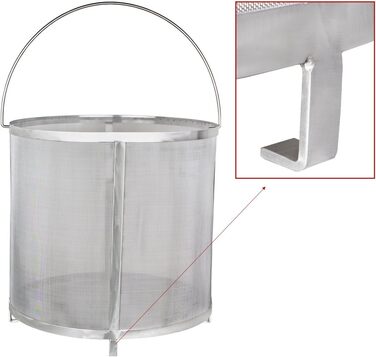 Beeketal 'BBF-1' Beer Hop Filter Fine Mesh Strainer made of stainless steel with a very fine 300 micron mesh (approx. 350 x 150 x 150 mm), beer filter e.g. for clarifying mash residues, with a holder for hanging (for placing (350 x 350 x 350 mm), Bbf-2 (for placing))