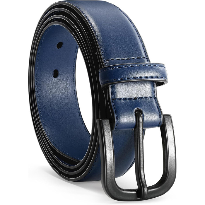 Чоловічий шкіряний ремінь VONMELLI без металу, TSA-сертифікований, синій, розмір пояса 48-52