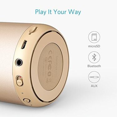 Портативна Bluetooth колонка Anker Soundcore Mini з FM радіо, 15 годин роботи, 20 м радіус дії та потужним басом (золота)