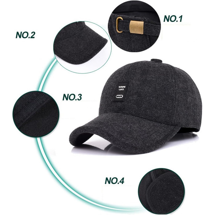 Кепка CLAPE з відворотом на вухах, повна кепка для чоловіків, спортивна шапка в стилі Old School, Dad Hat, в'язана шапка для зими/осені/весни, універсальний розмір (GSDT5-Coffee)