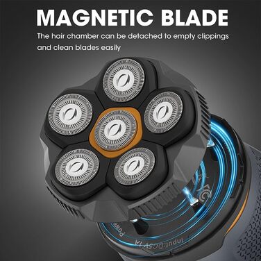 Електричний гостроювач голови для чоловіків Glatzen Rasierer, водонепроникний IPX6, LED дисплей, бездротовий, з індикатором заряду батареї