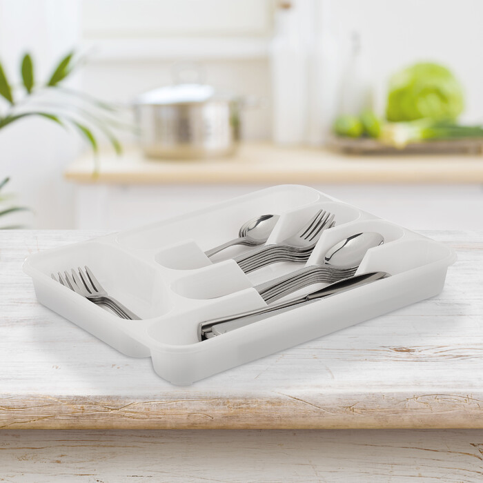 Relaxdays White Cutlery Box - 2 Pack