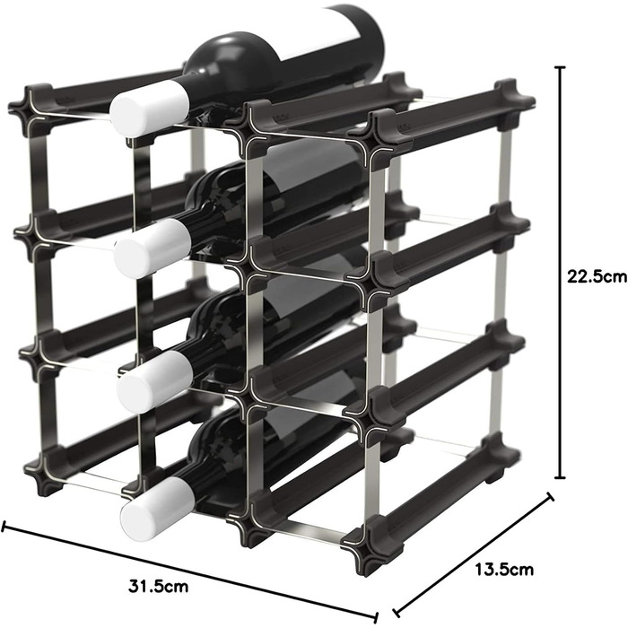 Wine rack, stainless steel, silver, 49.5 x 49.5 cm, 25-unit (9er Small Kit Wine Rack)