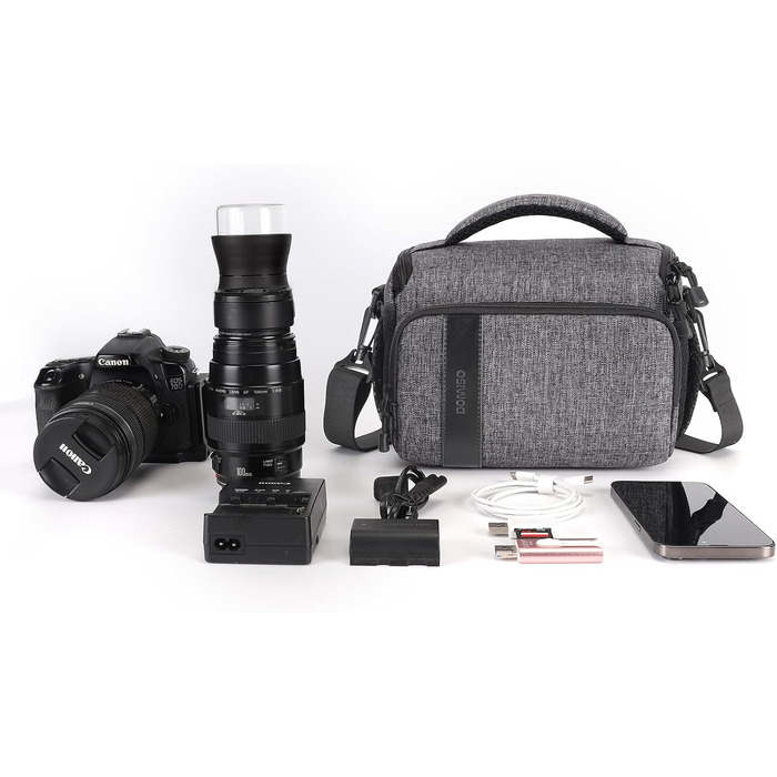 Сумка для камери DOMISO SLR DSLR, водонепроникна, сіра