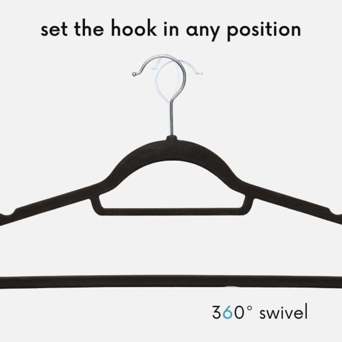 Набір вішалок для одягу OGIVO, 50 шт. - чорні, з антиковзаючою поверхнею, для краваток та сорочок