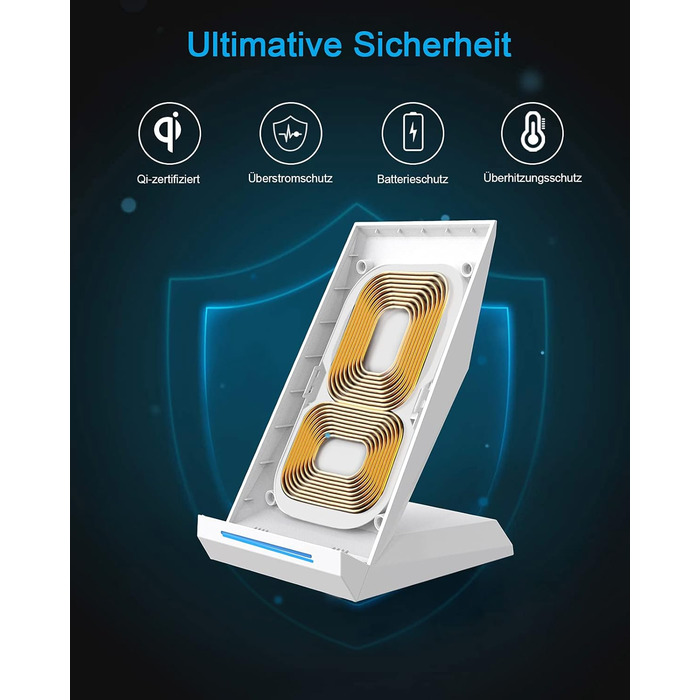 Бездротовий зарядний пристрій NANAMI 30W USB-C з індукційним підсвічуванням, 2-в-1 для iPhone та Samsung