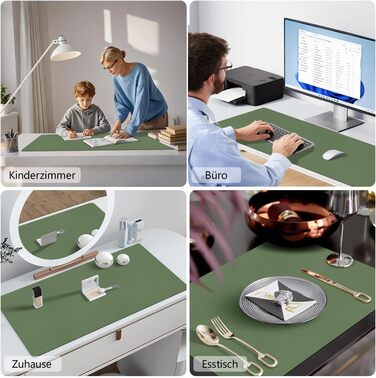 Підкладка на стіл Zindoo XL 100x40 см оливково-зелена: захист від подряпин, водостійка, для миші та письма