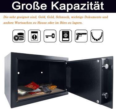 Сейф YRHome 12L Mini Tresor для дому з цифровим замком, батарейним відсіком та 2 ключами, з сигналізацією. Сталевий сейф для дому.