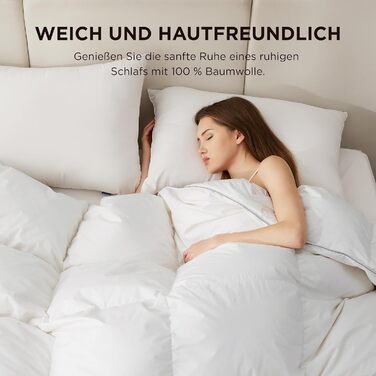 BEDSURE Down Comforter 220x240 Winter Bed Comforter - Feather Bed Comforter Öko-Tex Certified, Warm Winter Comforter 90% Down and 10% Feathers 1690 gr. Filling, Down Stepped Comforter White 01white - Warm Down Comforter (90 Down / 10 Feathers) 240 x 220 cm
