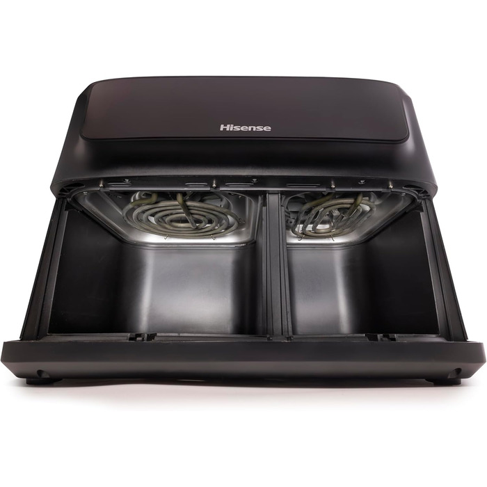 Фритюрниця повітряна Hisense HAF2700DCD, 2700 Вт, 11 л, 8 програм, антипригарне покриття, дисплей, енергоефективна, SyncServe, чорний, подвійний кошик