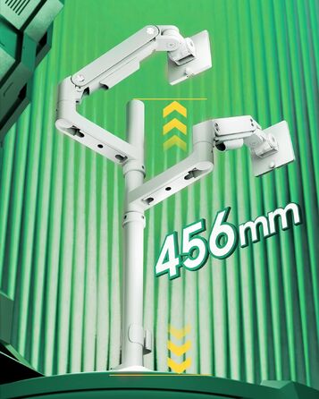 Кронштейн для двох моніторів ARES WING (17-49 дюймів) з USB, вертикальна установка один над одним, регулювання висоти, VESA 75/100, до 20 кг на плече, білий