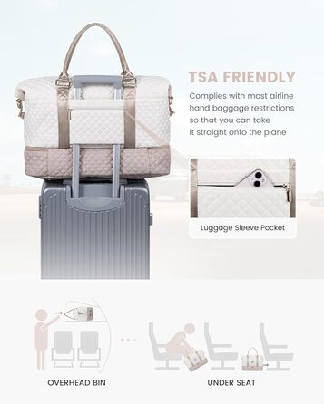 Спортивна сумка LOVEVOOK для жінок, велика ручна поклажа, дорожня сумка-дуffel, містка для подорожей, сімейна, для фітнесу, басейну, лікарні, догляду за дитиною (2 шт., бежевий, рожевий)