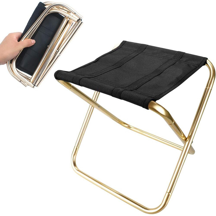 Foldable Small Portable Folding Stool, Mini Outdoor Camping Folding Chairs, Lightweight Folding Camping Stool for Camping, Fishing, Picnic, Travel and Hiking (10x11.8x12.4 inches, Black)