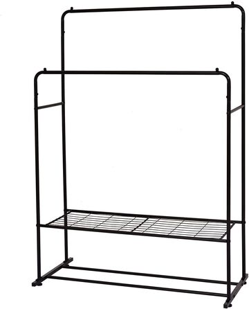 JURMERRY Freestanding Clothes Rack, Double Hanging Rail, High-Performance Metal with Shelf, Commercial Quality (Bronze)