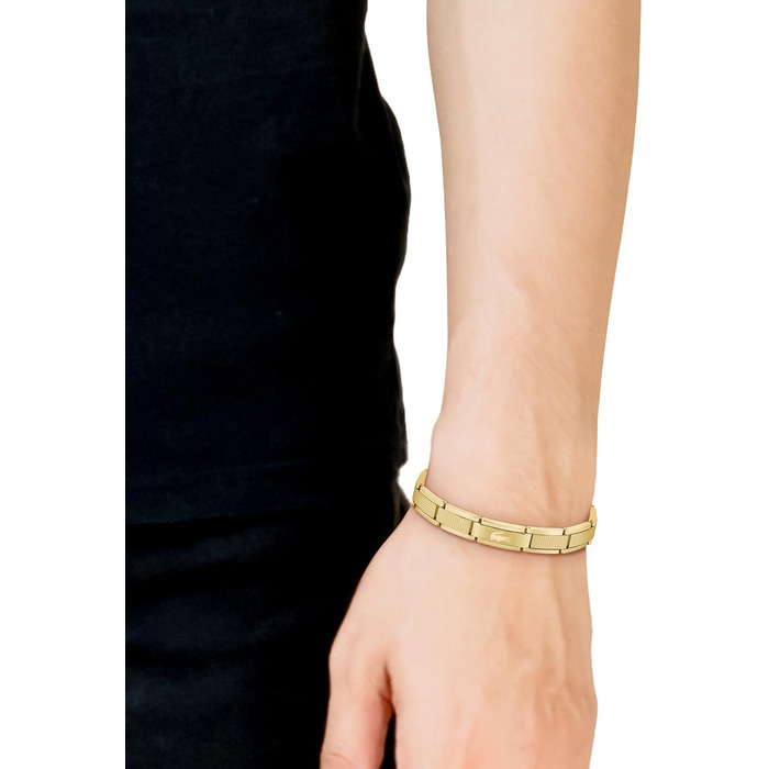 Браслет Lacoste STENCIL для чоловіків з застібкою-кнебелем, колекція STENCIL, нержавіюча сталь (золотий колір)