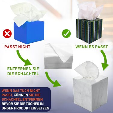 Acrylic tissue holder, transparent tissue box for cosmetic tissues, napkins, and lint-free cloths. Perfect for bathrooms, desks, workspaces, and vanity tables (Square, Marble)