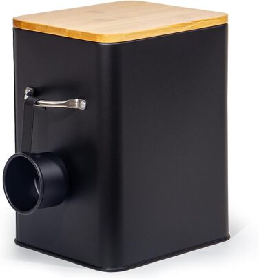 Контейнер для порошку 6.5л з дозатором, коробка для порошку, контейнер для корму, коробка для печива, кави, корму для тварин (Чорний)