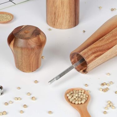 Набір дерев'яних мельниць для солі та перцю KKC з регульованим керамічним механізмом, 10 дюймів