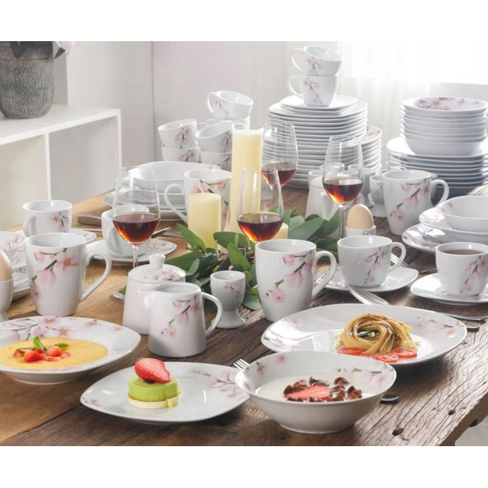 Обідній сервіз VEWEET ANNIE, порцеляновий набір на 12 осіб, 100 предметів