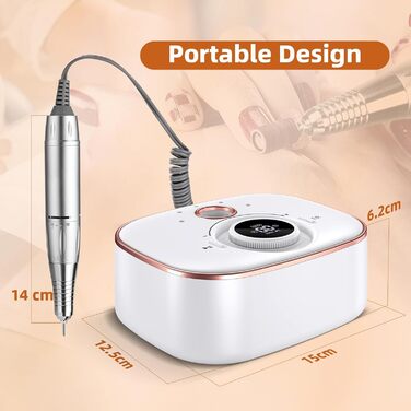 CIVPOWER Набір для манікюру та педикюру: професійний електричний фрезер для нігтів з акумулятором 4000mAh, 13 насадок