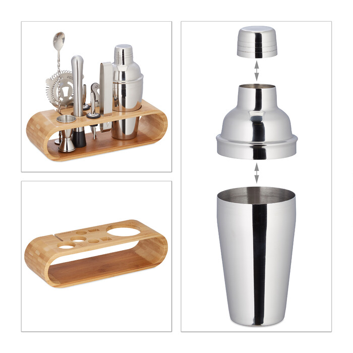 Relaxdays 9-Piece Cocktail Set with Stand