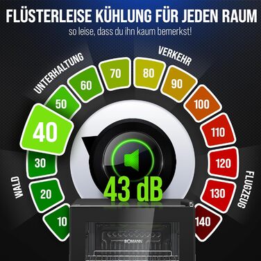 Холодильник для напоїв Bomann® KSG 7287, 63 літри, регулювання температури +3–10°C, з дверцятами зі скла, 4 полиці та LED-підсвічуванням, тихий, енергоефективний, компактний, для пляшок та банок, модель 2024