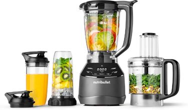 Блендер Nutribullet Full Size Combo, електричний міксер, професійний подрібнювач, 1500 Вт, 1,89 л, чорний
