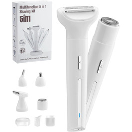 Епілятор для жінок 5-в-1: гоління, стрижка, триммінг обличчя, тіла та бікіні. Вологостійкий, акумуляторний тример з USB-зарядкою