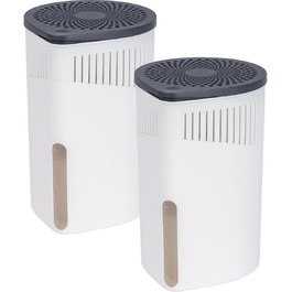 Набір зволожувачів повітря WENKO Drop (2 шт.) - Усуває вологу, запобігає плісняві та неприємним запахам. Підходить для авто, підвалу, ванної кімнати. Без електроживлення. 1000 г хлориду кальцію. Діаметр 15 см, висота 23 см, пластик, білий.