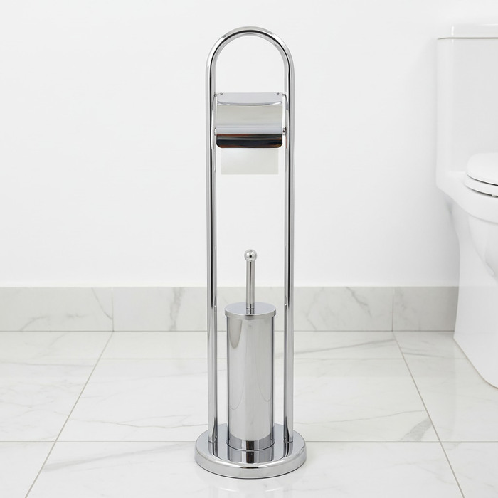 Підставка для йоржика та паперу 2в1, набір для туалету, сріблястий