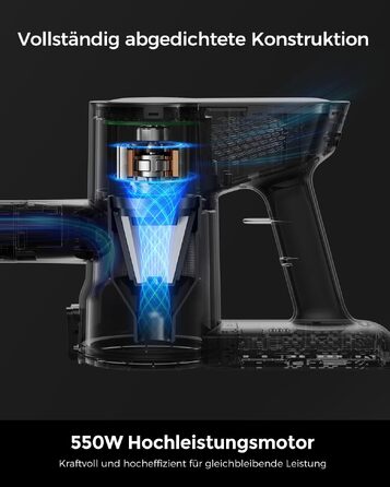 Акумуляторний бездротовий пилосос VACTechPro F02 Lite, 550W, 50KPa, чорно-білий