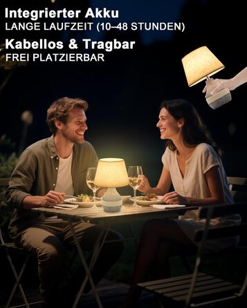 Бездротова керамічна настільна лампа з таймером, димером, лляним абажуром, пультом дистанційного керування, акумуляторна, в стилі Mid Century Modern