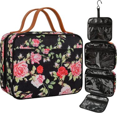 Сумка-органайзер для подорожей Ideatech, водонепроникна косметичка для жінок та чоловіків, з петлею для підвішування (чорно-жовта квітка)