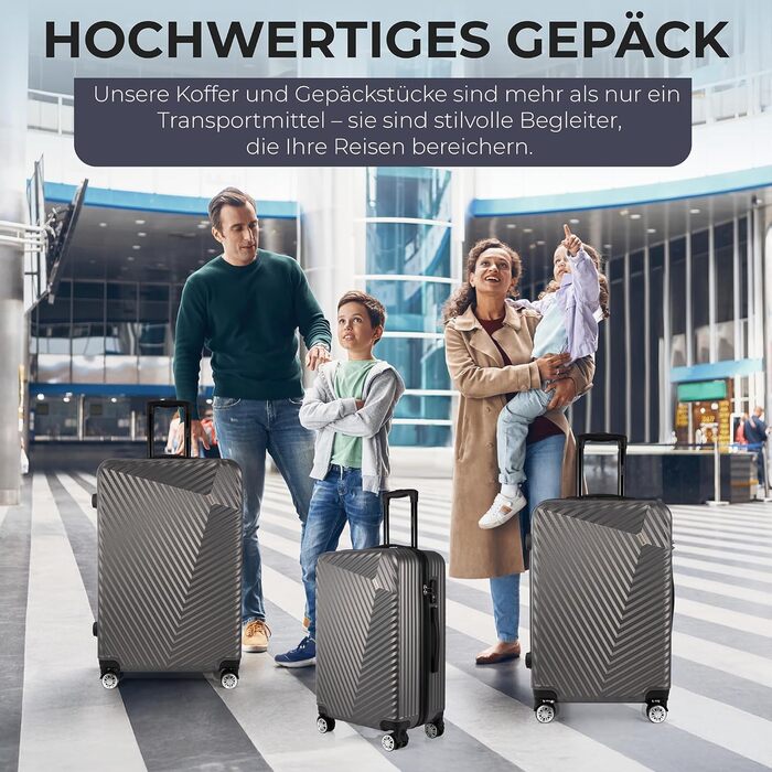 Набір валіз xRace 3 шт. ABS, 20/24/28 дюймів, ручна поклажа, TSA замок, 360° колеса, стійкий до ударів, преміум підкладка (темно-сірий)